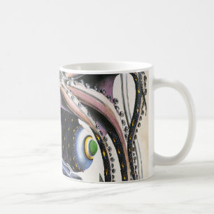 Åttaarmad bläckfisk eller jättebläckfisk, gammal m kaffemugg