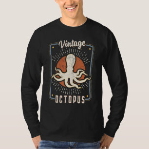 Åttaarmad Bläckfisk Vintage Retro Klassiskt Djur K T Shirt