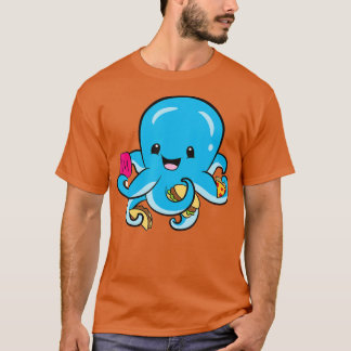 Åttaarmad havstentakel snabbmat kärlek bläckfisk t shirt