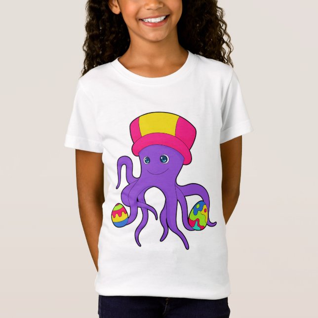 Åttaarmade bläckfiskar påsk påskägg t shirt (Framsida)