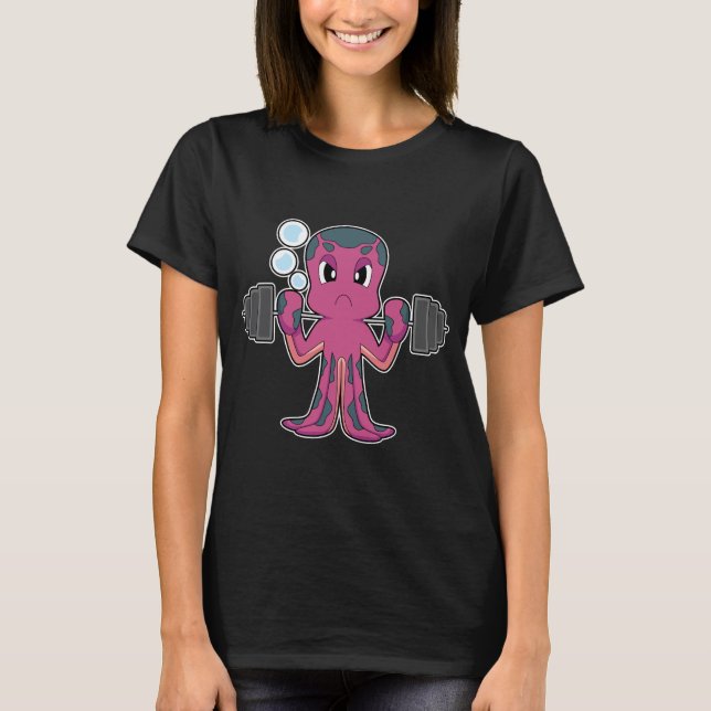 Åttabent Barbell Kroppsbyggande T Shirt (Framsida)