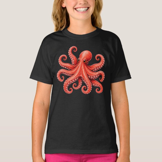 Åttabent havsliv ocean djurdiskho t shirt (Framsida)