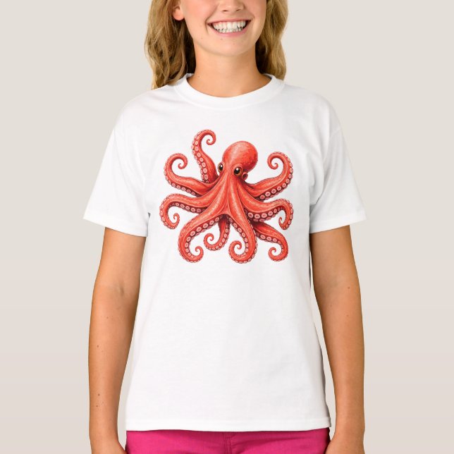 Åttabent havsliv ocean djurdiskho t shirt (Framsida)