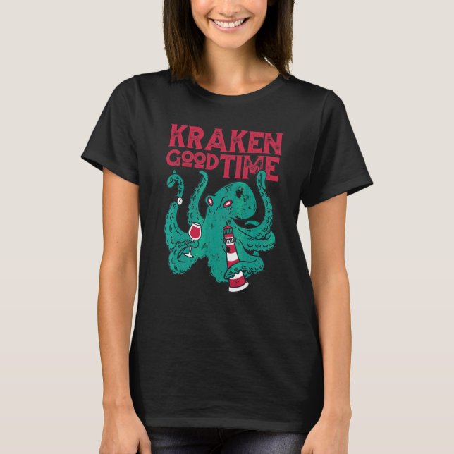 Åttabent Kraken Good Time Vin   T Shirt (Framsida)