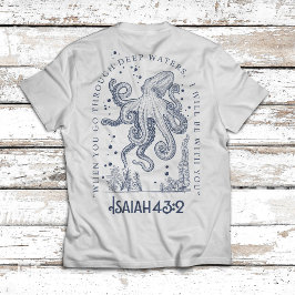 Åttabent kristen design djupa vatten Jesaja 43:2 T Shirt