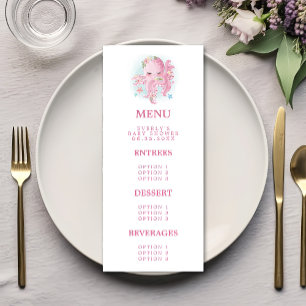 Åttabent Rosa Akvarell Flick Baby Shower Meny