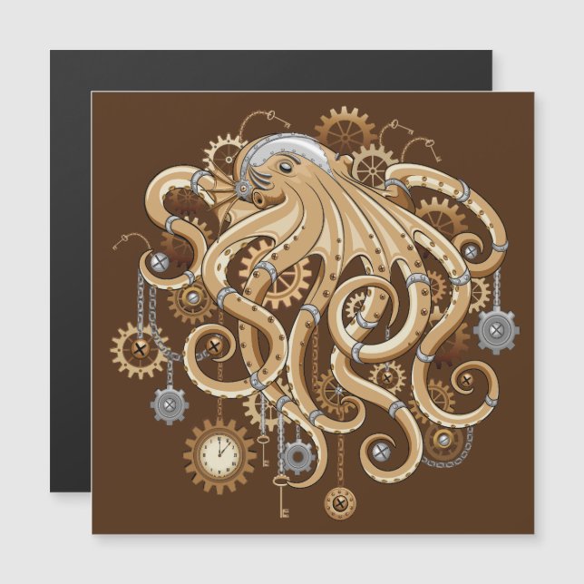 Åttabent Steampunk Retro Mekanisk Fantasy (Fram/baksida)