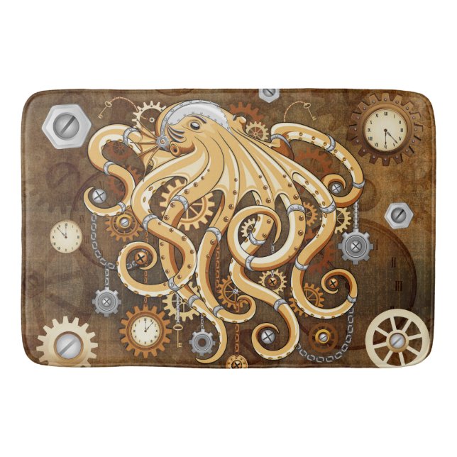 Åttabent Steampunk Retro Mekanisk Fantasy Badrumsmatta (Framsidan)