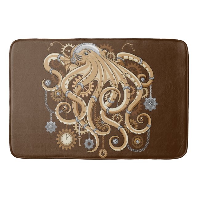 Åttabent Steampunk Retro Mekanisk Fantasy Badrumsmatta (Framsidan)