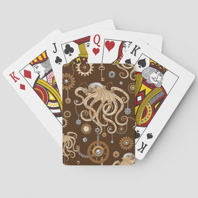 Åttabent Steampunk Retro Mekanisk Fantasy Casinokort (Baksidan)