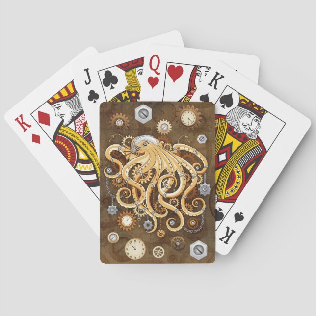 Åttabent Steampunk Retro Mekanisk Fantasy Casinokort (Baksidan)