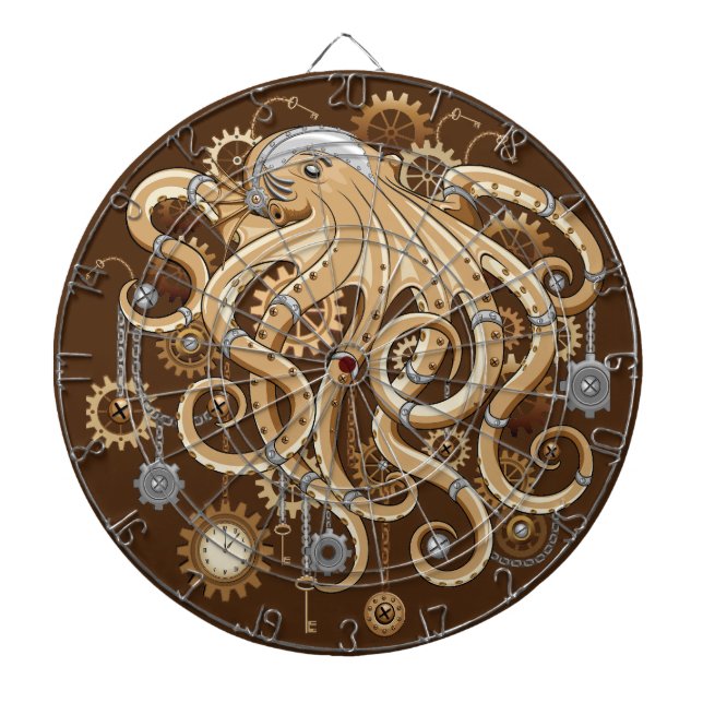 Åttabent Steampunk Retro Mekanisk Fantasy Darttavla (Framsidan)