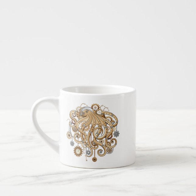 Åttabent Steampunk Retro Mekanisk Fantasy Espressomugg (Vänster)