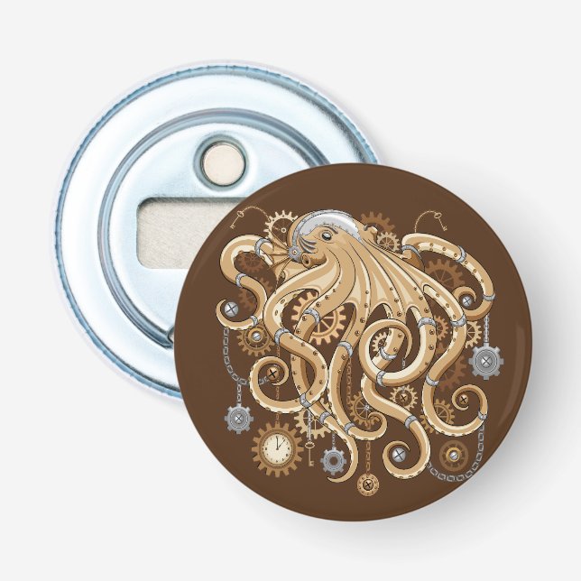 Åttabent Steampunk Retro Mekanisk Fantasy Flasköppnare (Framsidan)