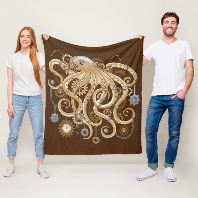 Åttabent Steampunk Retro Mekanisk Fantasy Fleecefilt (På plats)