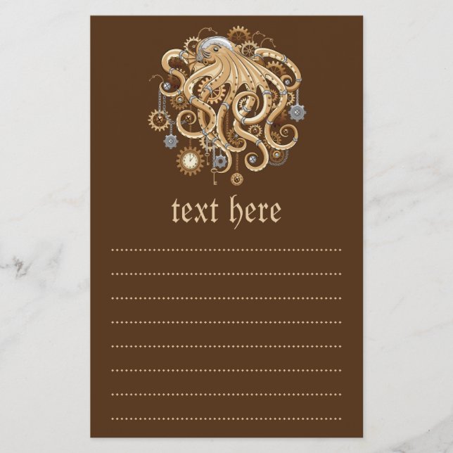 Åttabent Steampunk Retro Mekanisk Fantasy Flygblad (Framsidan)