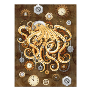 Åttabent Steampunk Retro Mekanisk Fantasy Fototryck