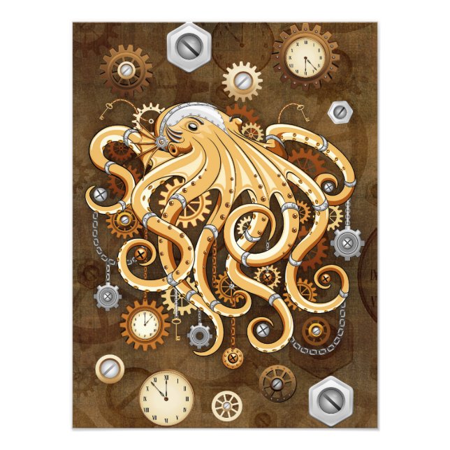 Åttabent Steampunk Retro Mekanisk Fantasy Fototryck (Framsidan)