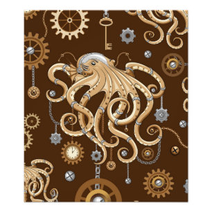 Åttabent Steampunk Retro Mekanisk Fantasy Fototryck