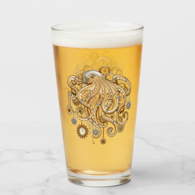 Åttabent Steampunk Retro Mekanisk Fantasy Glaskopp (Framsida fylld)