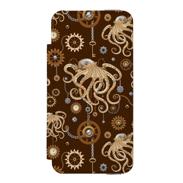 Åttabent Steampunk Retro Mekanisk Fantasy Incipio iPhone Wallet Skal (Folio Framsidan)