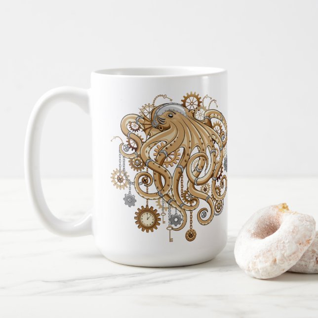 Åttabent Steampunk Retro Mekanisk Fantasy Kaffemugg (Med munk)