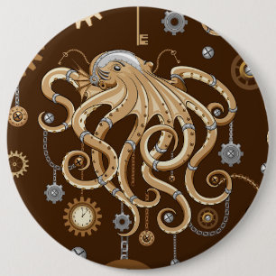 Åttabent Steampunk Retro Mekanisk Fantasy Knapp