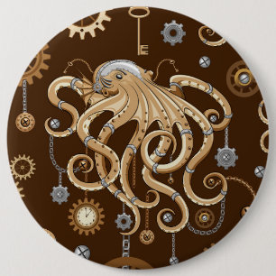 Åttabent Steampunk Retro Mekanisk Fantasy Knapp