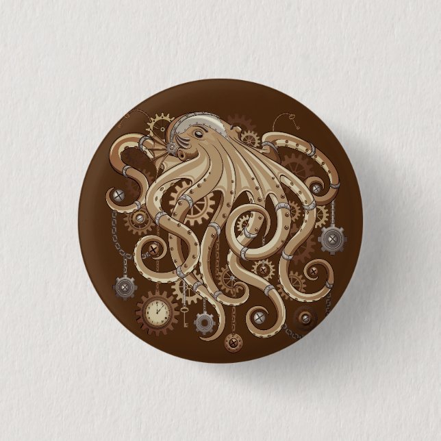 Åttabent Steampunk Retro Mekanisk Fantasy Knapp (Framsida)