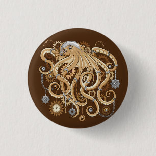 Åttabent Steampunk Retro Mekanisk Fantasy Knapp
