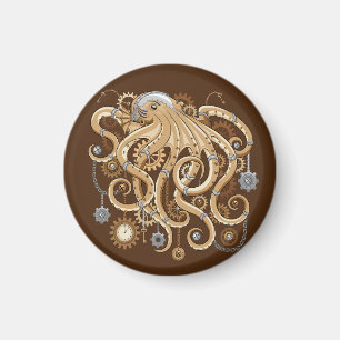 Åttabent Steampunk Retro Mekanisk Fantasy Magnet
