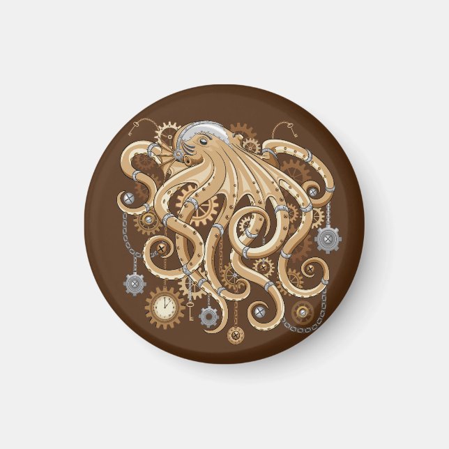 Åttabent Steampunk Retro Mekanisk Fantasy Magnet (Framsidan)