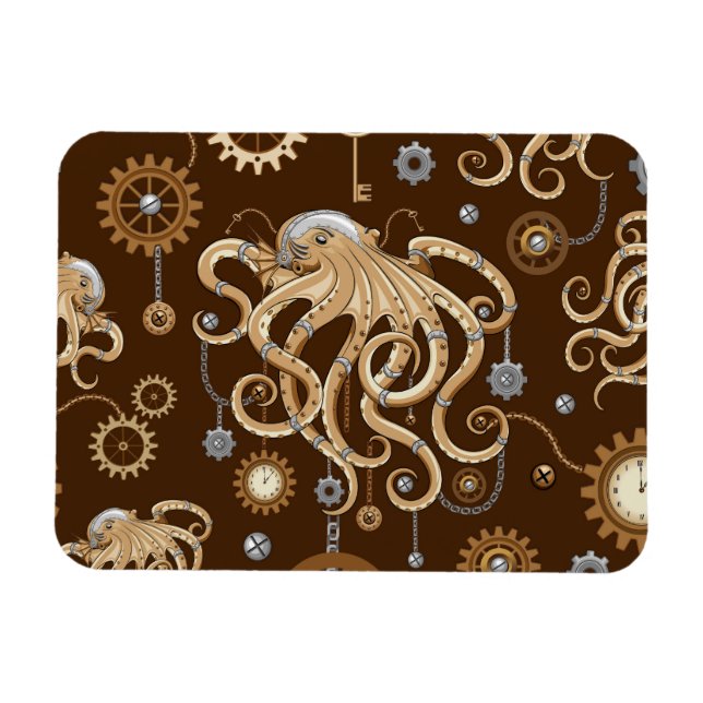 Åttabent Steampunk Retro Mekanisk Fantasy Magnet (Horisontell)