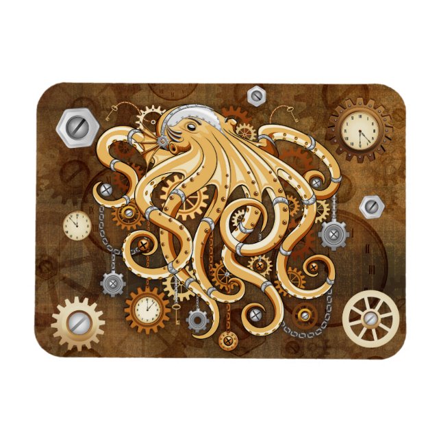 Åttabent Steampunk Retro Mekanisk Fantasy Magnet (Horisontell)