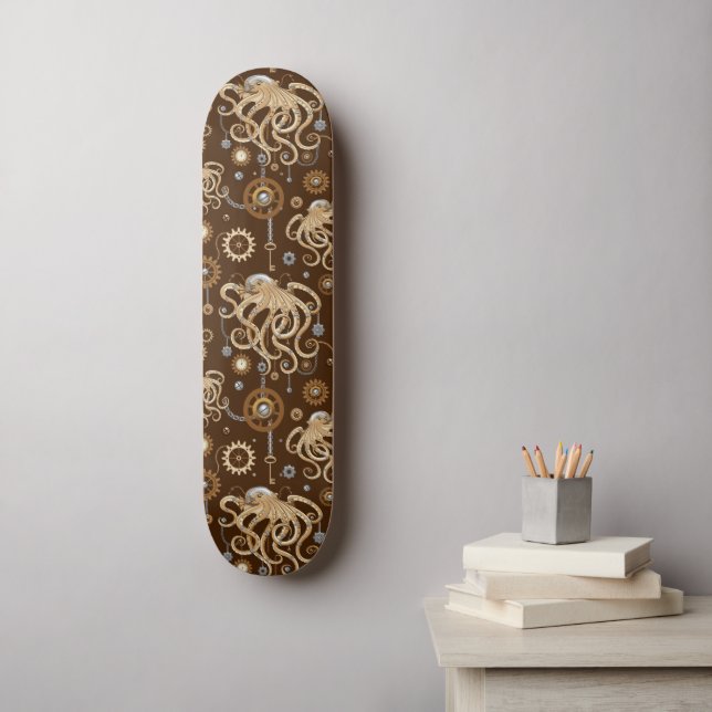 Åttabent Steampunk Retro Mekanisk Fantasy Mini Skateboard Bräda 18,5 Cm (Väggkonst)