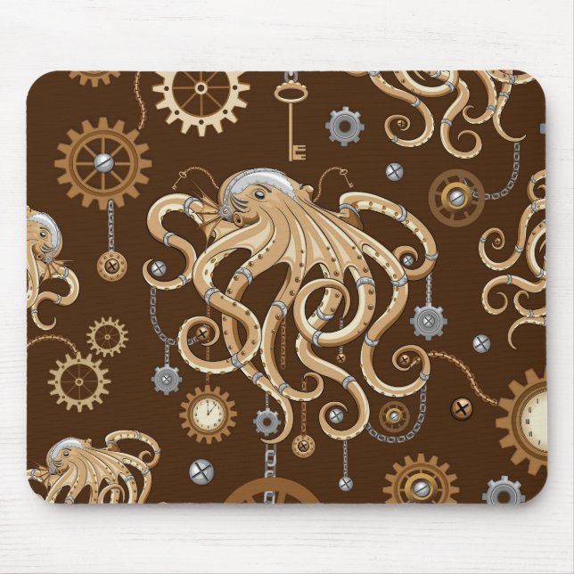Åttabent Steampunk Retro Mekanisk Fantasy Musmatta (Framsidan)