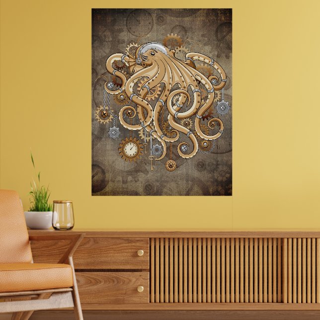 Åttabent Steampunk Retro Mekanisk Fantasy Poster (Vardagsrum 2)