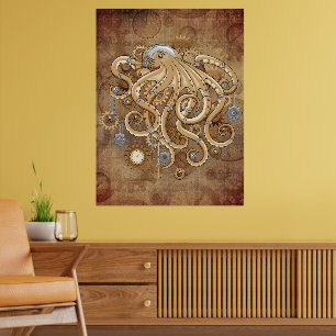 Åttabent Steampunk Retro Mekanisk Fantasy Poster