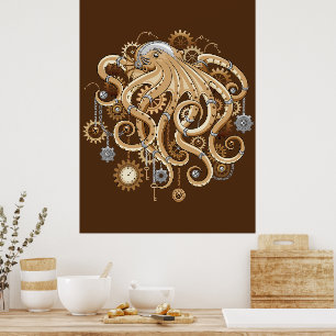 Åttabent Steampunk Retro Mekanisk Fantasy Poster