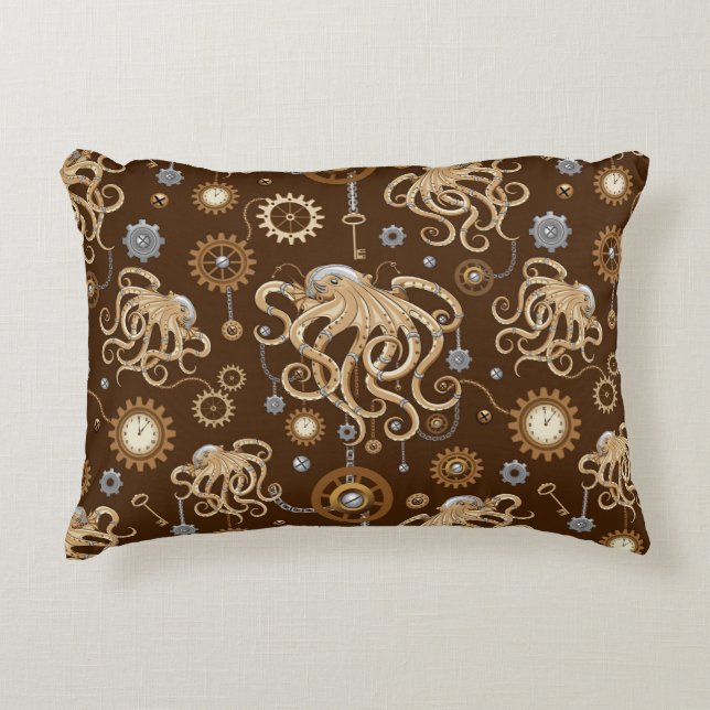 Åttabent Steampunk Retro Mekanisk Fantasy Prydnadskudde (Framsidan)