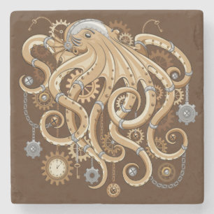 Åttabent Steampunk Retro Mekanisk Fantasy Stenunderlägg