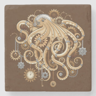Åttabent Steampunk Retro Mekanisk Fantasy Stenunderlägg