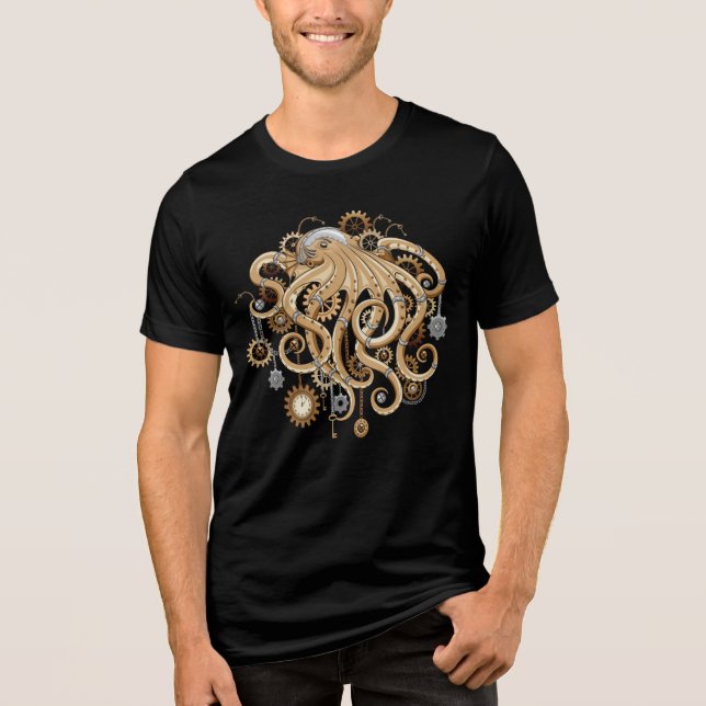 Åttabent Steampunk Retro Mekanisk Fantasy T Shirt (Framsida)