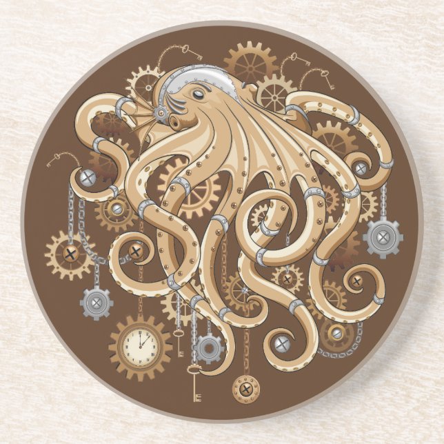 Åttabent Steampunk Retro Mekanisk Fantasy Underlägg (Framsidan)