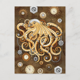 Åttabent Steampunk Surreal Retro Stilmaskin Vykort
