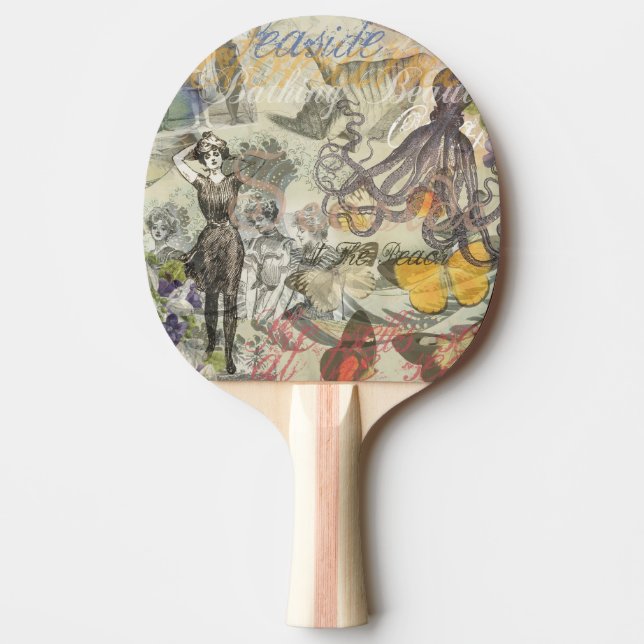Åttabent Strand Antik Kust Steampunk Pingisracket (Framsidan)