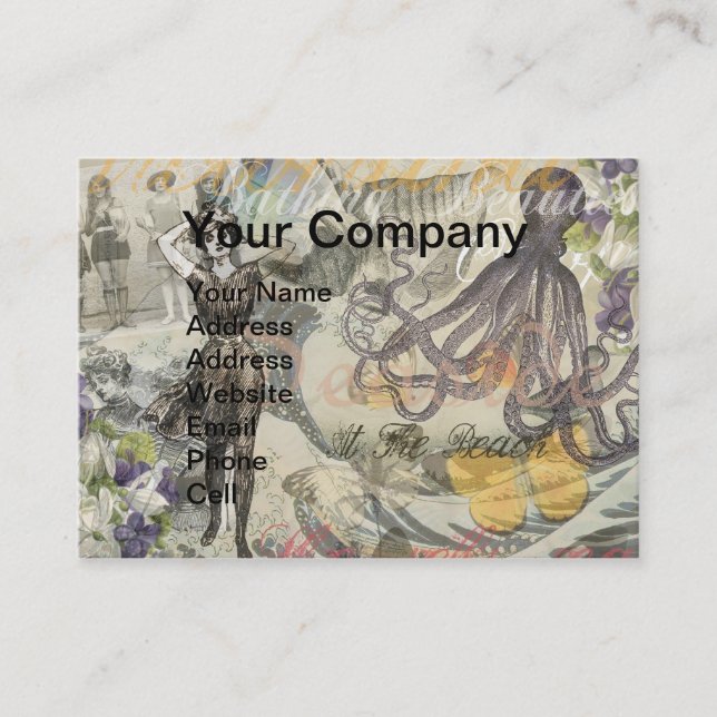 Åttabent Strand Antik Kust Steampunk Visitkort (Framsida)