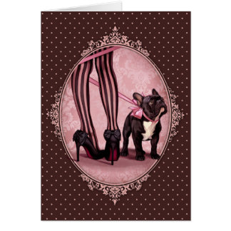 Attachée à mon Bouledogue Français Hälsningskort