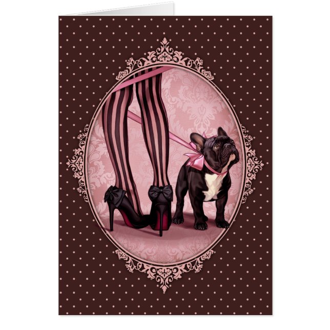 Attachée à mon Bouledogue Français Hälsningskort (Framsidan)