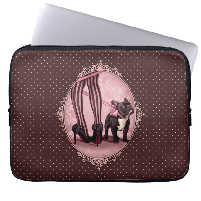 Attachée à mon Bouledogue Français Laptop Sleeve (Framsidan)